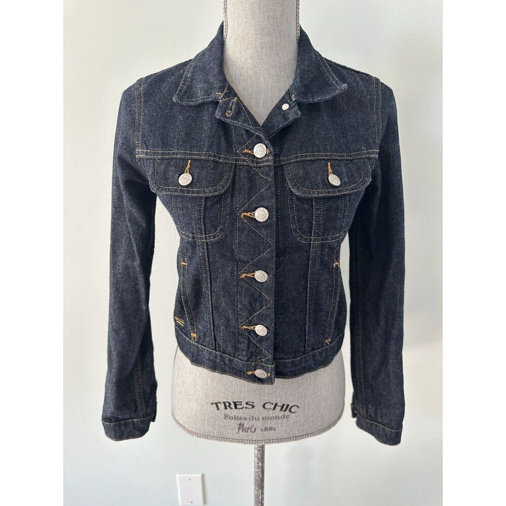 Vintage Polo Jeans Co Ralph Lauren Womens Small Cropped Denim Jacket Y2K Blue
